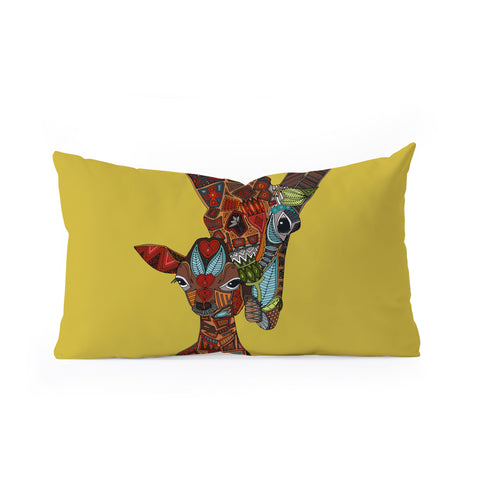 Sharon Turner Giraffe Love Ochre Oblong Throw Pillow