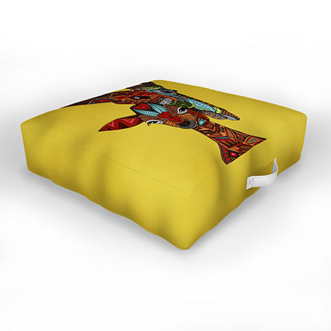 Sharon Turner Giraffe Love Ochre Outdoor Floor Cushion