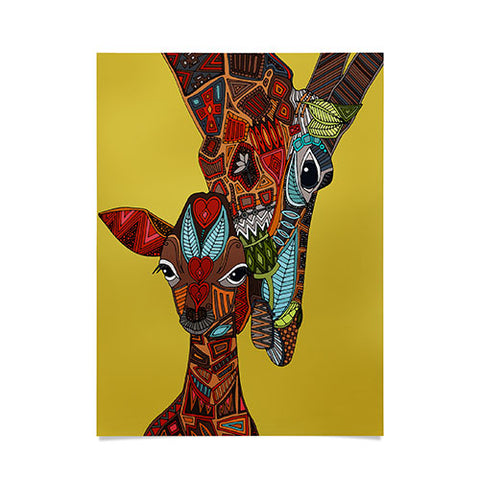 Sharon Turner Giraffe Love Ochre Poster