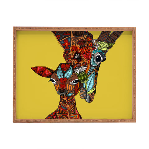 Sharon Turner Giraffe Love Ochre Rectangular Tray