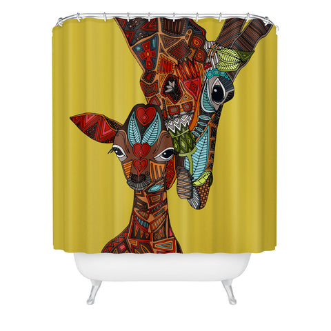 Sharon Turner Giraffe Love Ochre Shower Curtain