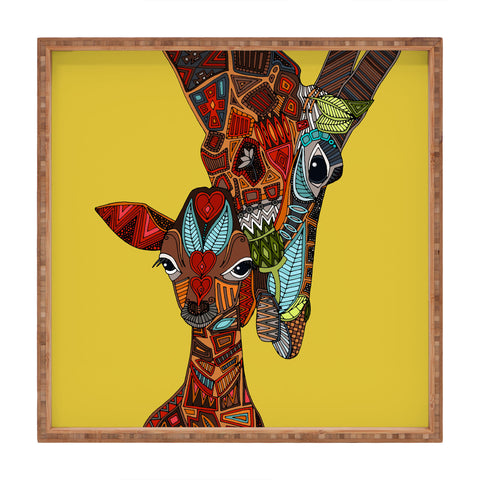 Sharon Turner Giraffe Love Ochre Square Tray