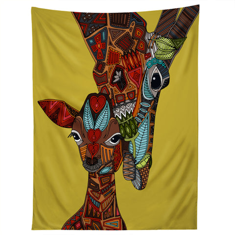 Sharon Turner Giraffe Love Ochre Tapestry