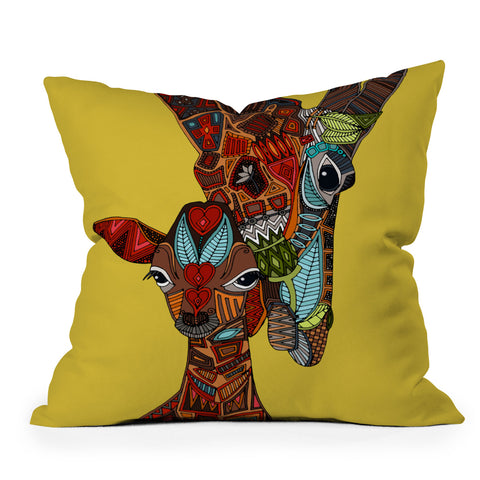 Sharon Turner Giraffe Love Ochre Throw Pillow