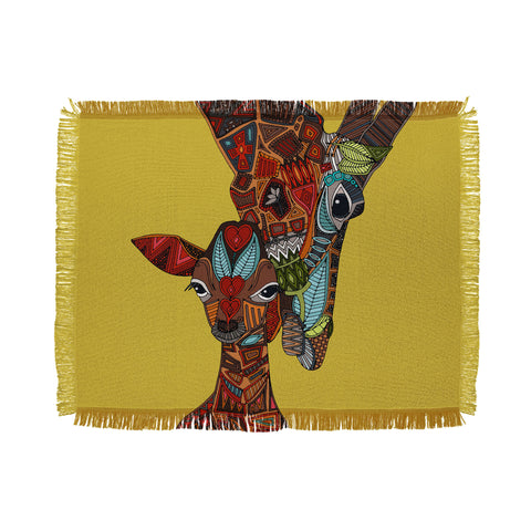 Sharon Turner Giraffe Love Ochre Throw Blanket