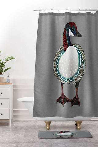 Sharon Turner goose steel Shower Curtain And Mat