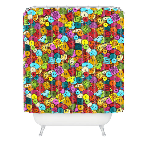 Sharon Turner Graffiti Buttons Shower Curtain
