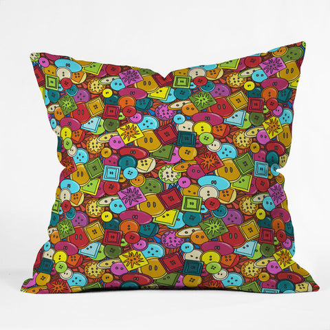 Sharon Turner Graffiti Buttons Outdoor Throw Pillow