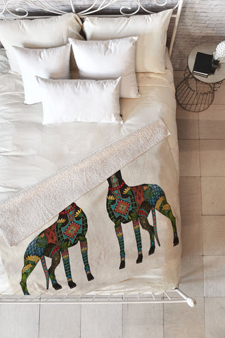 Sharon Turner greyhound ivory Fleece Throw Blanket