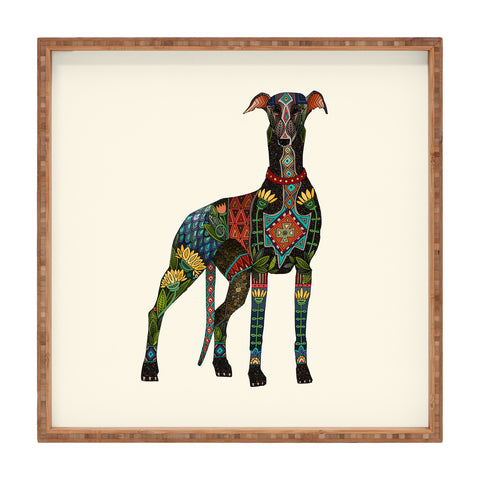 Sharon Turner greyhound ivory Square Tray