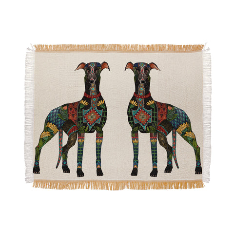 Sharon Turner greyhound ivory Throw Blanket