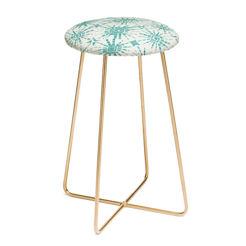 Sharon Turner hachure shibori teal Counter Stool