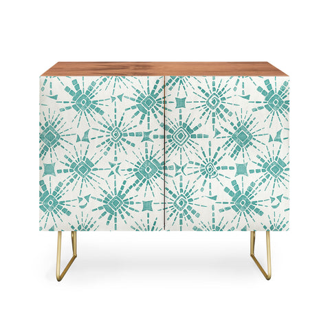 Sharon Turner hachure shibori teal Credenza
