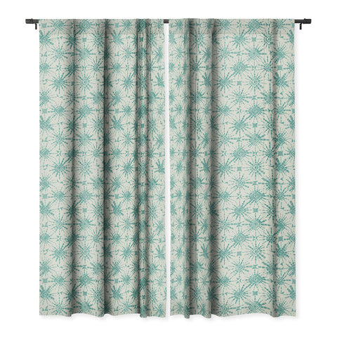 Sharon Turner hachure shibori teal Blackout Window Curtain