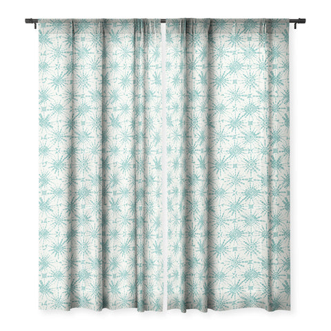 Sharon Turner hachure shibori teal Sheer Window Curtain