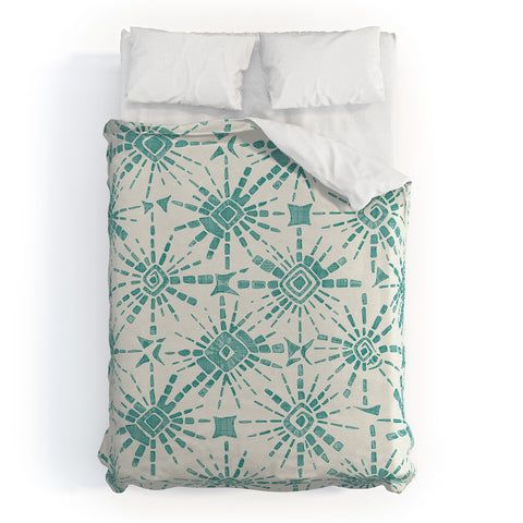 Sharon Turner hachure shibori teal Duvet Cover