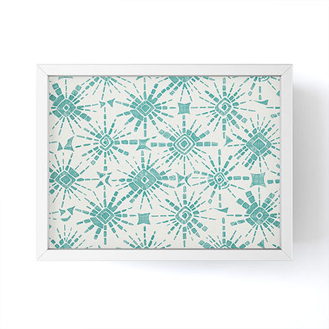 Sharon Turner hachure shibori teal Framed Mini Art Print