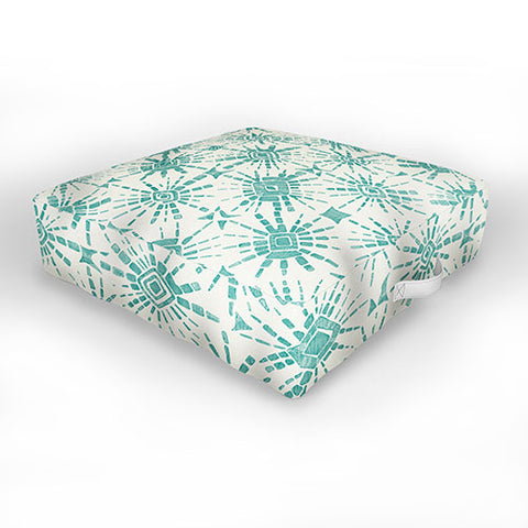 Sharon Turner hachure shibori teal Outdoor Floor Cushion