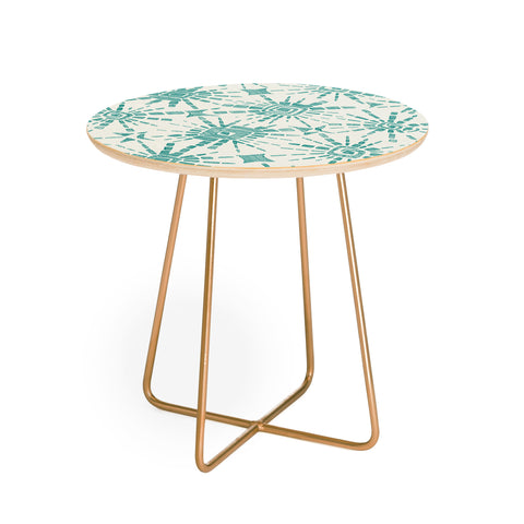 Sharon Turner hachure shibori teal Round Side Table