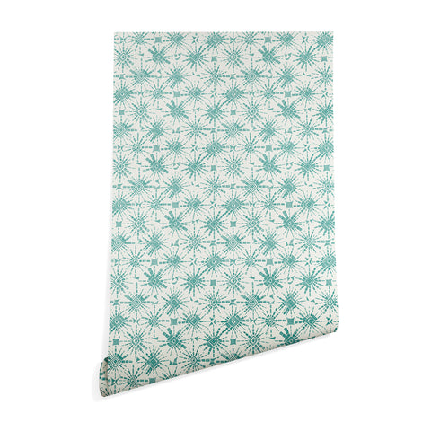 Sharon Turner hachure shibori teal Wallpaper
