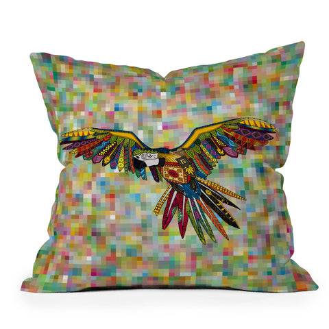 Sharon Turner Harlequin Parrot Throw Pillow