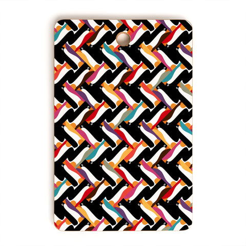 Sharon Turner Herringbone Penguin Cutting Board Rectangle