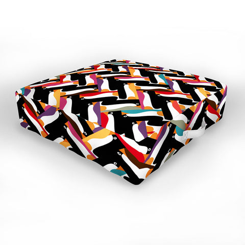Sharon Turner Herringbone Penguin Outdoor Floor Cushion
