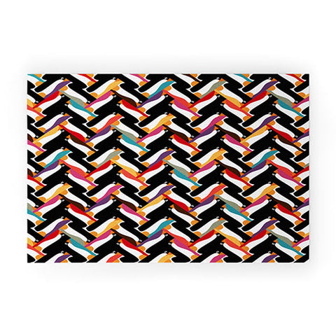 Sharon Turner Herringbone Penguin Welcome Mat