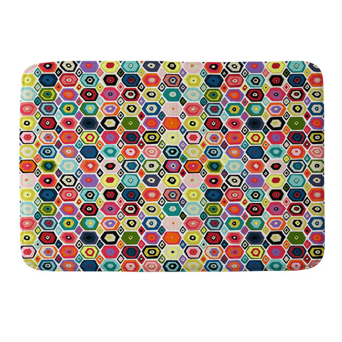 Sharon Turner hex diamond white Memory Foam Bath Mat