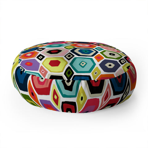 Sharon Turner hex diamond white Floor Pillow Round