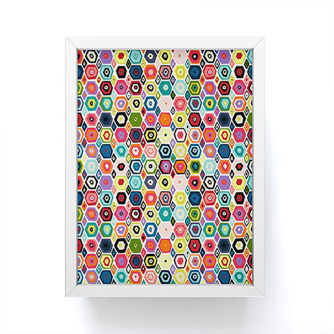 Sharon Turner hex diamond white Framed Mini Art Print