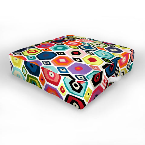 Sharon Turner hex diamond white Outdoor Floor Cushion