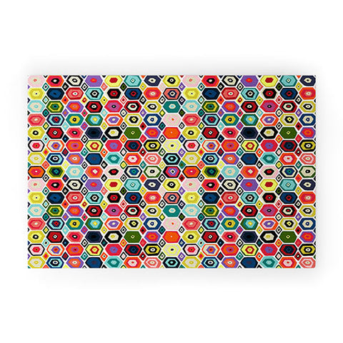 Sharon Turner hex diamond white Welcome Mat