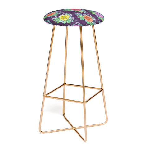 Sharon Turner Hibiscus Surf Grape Bar Stool