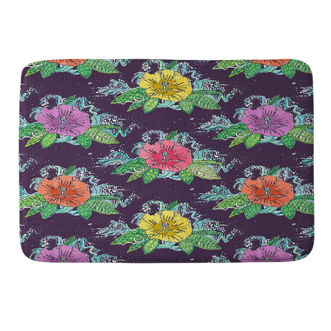 Sharon Turner Hibiscus Surf Grape Memory Foam Bath Mat