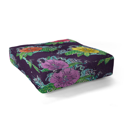 Sharon Turner Hibiscus Surf Grape Floor Pillow Square