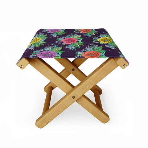 Sharon Turner Hibiscus Surf Grape Folding Stool