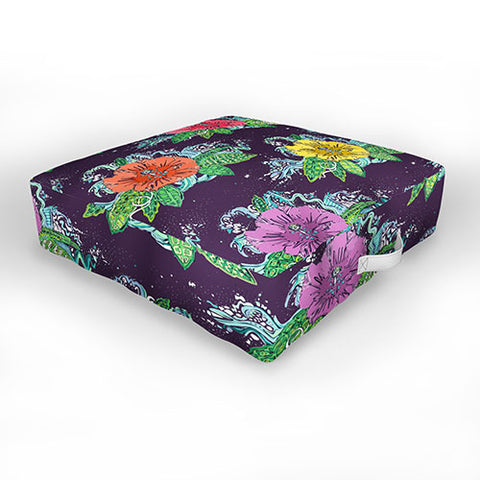 Sharon Turner Hibiscus Surf Grape Outdoor Floor Cushion