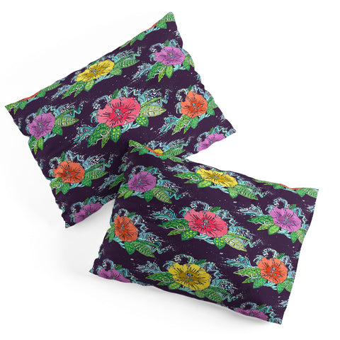 Sharon Turner Hibiscus Surf Grape Pillow Shams