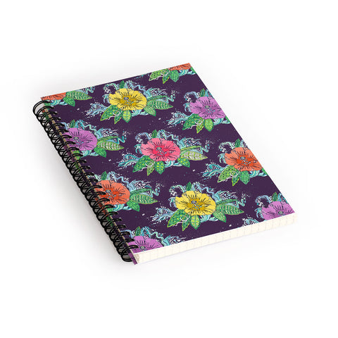 Sharon Turner Hibiscus Surf Grape Spiral Notebook