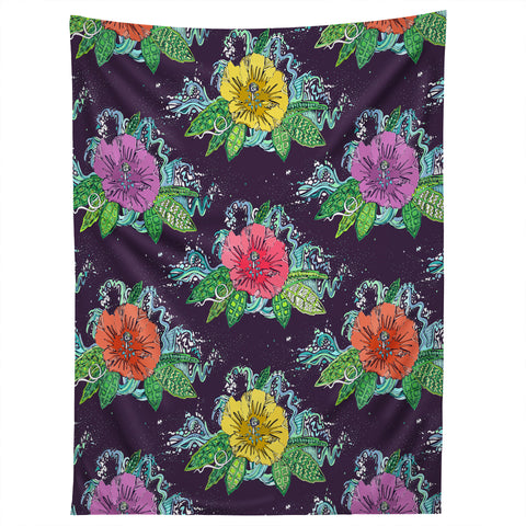 Sharon Turner Hibiscus Surf Grape Tapestry