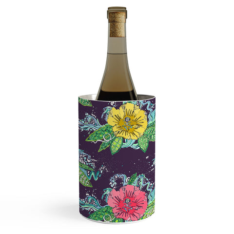 Sharon Turner Hibiscus Surf Grape Wine Chiller