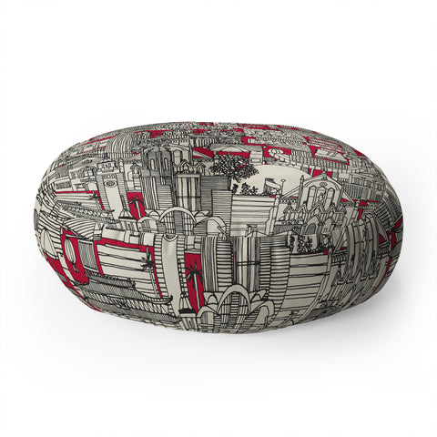 Sharon Turner Hong Kong toile red Floor Pillow Round