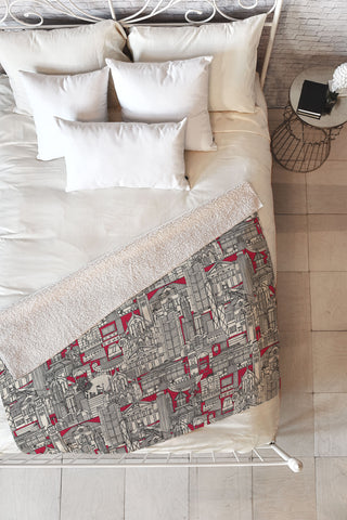 Sharon Turner Hong Kong toile red Fleece Throw Blanket