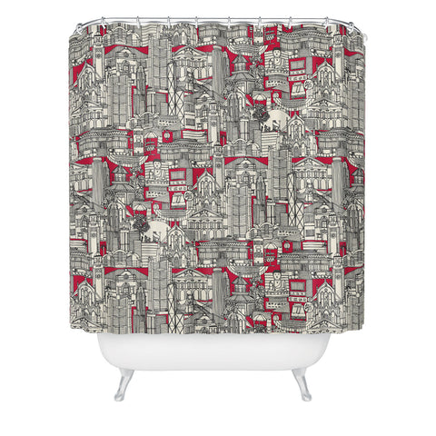 Sharon Turner Hong Kong toile red Shower Curtain