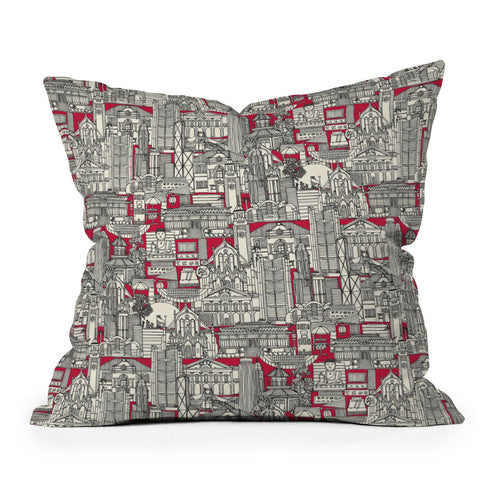 Sharon Turner Hong Kong toile red Throw Pillow