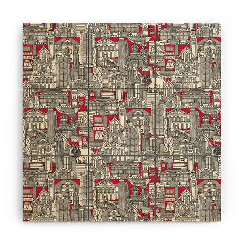 Sharon Turner Hong Kong toile red Wood Wall Mural