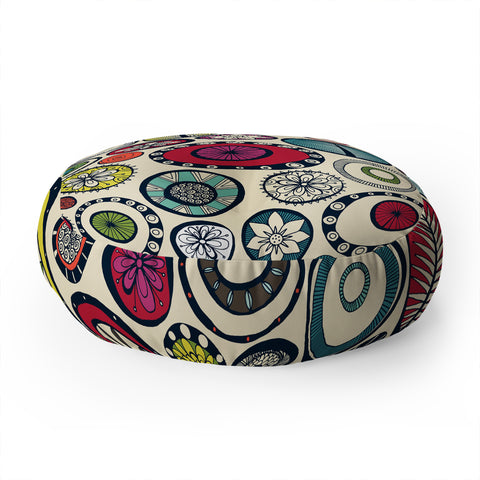 Sharon Turner Honolulu hoops cream Floor Pillow Round