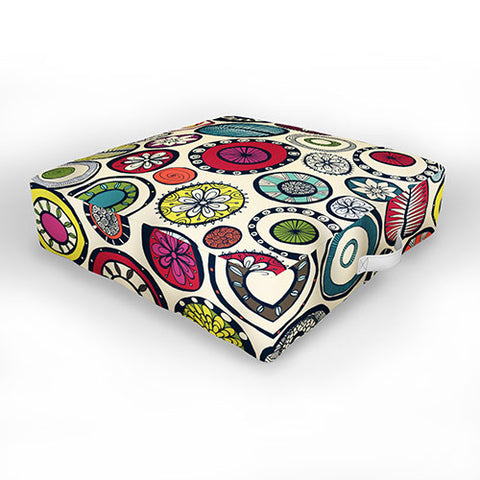 Sharon Turner Honolulu hoops cream Outdoor Floor Cushion