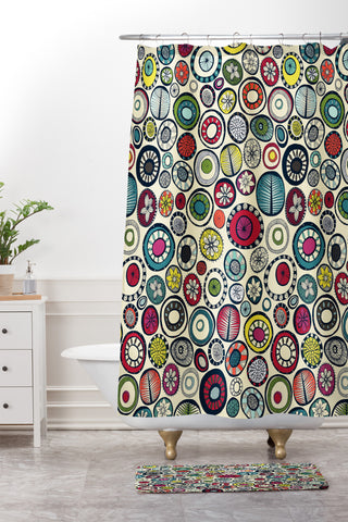 Sharon Turner Honolulu hoops cream Shower Curtain And Mat